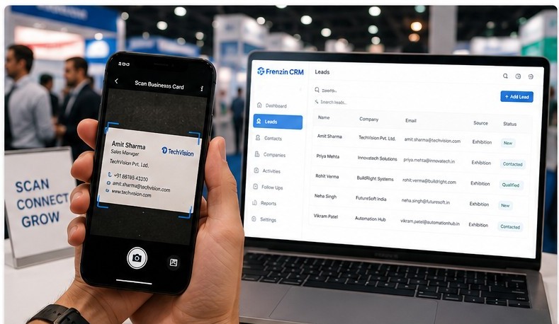Business card scanning in exhibition CRM software